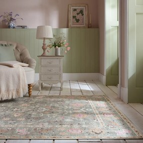 Tappeto verde chiaro lavabile 152x230 cm Una Floral – Flair Rugs