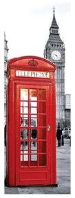 Stampa su tela London red cabin sfondo b&w, multicolore 180 x 64 cm