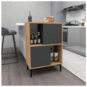 Mobile Da Cucina Multiuso Dispensa 60x35x90 Nikla Rovere E Antracite