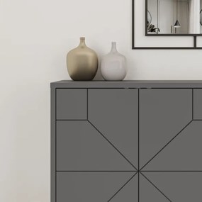Madia Moderna 4 Ante 123 Cm Design Geometrico Piedi Metallici Dune Antracite