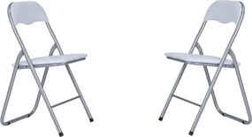 Sedia in metallo pieghevole seduta ecopelle BIANCO SET 2 PEZZI