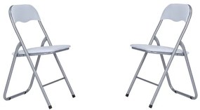 Sedia in metallo pieghevole seduta ecopelle BIANCO SET 2 PEZZI
