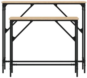Tavolini consolle 2 pz rovere sonoma in legno multistrato