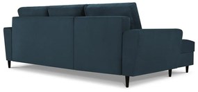Divano angolare blu scuro allungabile e con contenitore (con penisola a sinistra/con chaise lounge) con rivestimento in velluto a coste Kyoto – Cosmopolitan Design