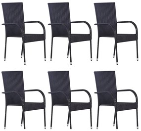 Set mobili da pranzo giardino 7 pz in polyrattan nero