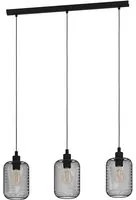 Lampadario Industrial Wrington 3 Luci Acciaio Nero