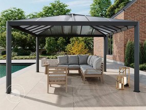 PRIMEYARD Gazebo da giardino 4x4m, Hardtop, senza teli laterali - (300661)