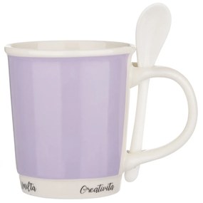 Mug lilla 400 ml con cucchiaino