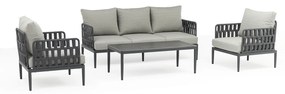 CASCADA - salotto outdoor con struttura in alluminio grigio chiaro, antracite o naturale