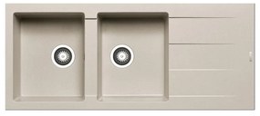 Lavello integrato 2 vasche con gocciolatoio laterale destro o sinistro PYRAMIS Athlos granito L 50 x L 116 cm beige