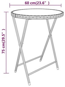 Set Bistrot da Giardino 5pz Polyrattan e Vetro Temperato Grigio