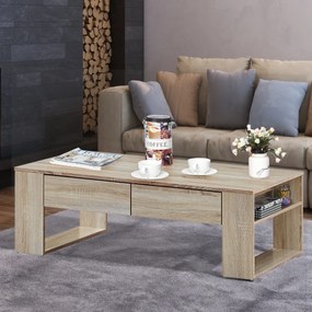 Costway Tavolino da caffè in legno con 2 cassetti per salotto Tavolo da divano 120x60x40cm