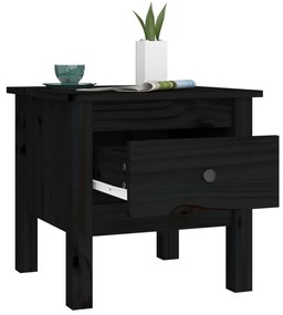 Tavolino nero 40x40x39 cm legno massello di pino