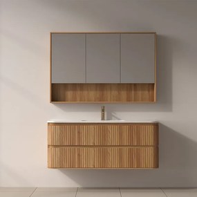 Mobile bagno cannettato 120 cm con lavabo in ceramica | KAM-NORTH-120C - KAMALU