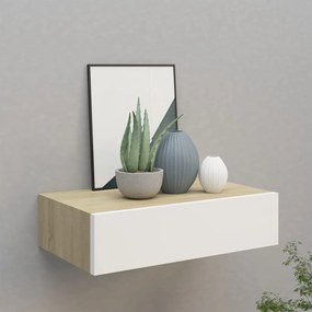 Scaffale Con Cassetti Rovere E Bianco 40x23,5x10 Cm İn Mdf /