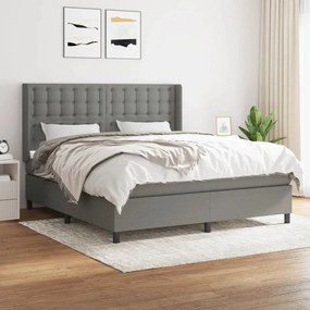 Giroletto A Molle Con Materasso Grigio Scuro 160x200 Cm Tessuto /