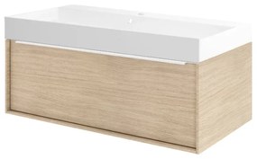 Mobile sottolavabo e lavabo Neo Frame per vasca centrale rovere naturale L 90 x H 32 x P 48 cm
