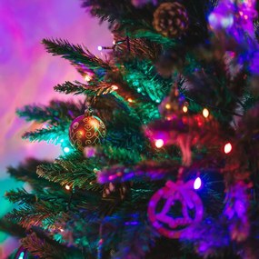 Catenaria Natalizia LED 15m 8 GIOCHI DI LUCE Cavo VERDE IP44 Luce ROSA Colore Rosa 550 - 570 °K