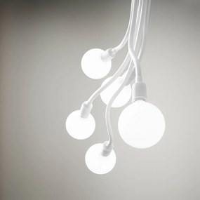 Plafoniera Industrial-Minimal-Nordico Bulbo Metallo Bianco 3 Luci E27