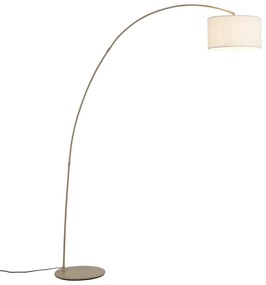 Lampada ad arco moderna beige con paralume in tessuto teddy - Vinossa