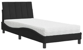 Letto con materasso nero 90x190 cm in velluto