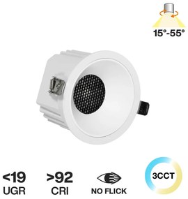 Faro da Incasso Bianco 18W Foro Ø95mm CCT 15°-55° con driver Philips Colore Bianco Variabile CCT