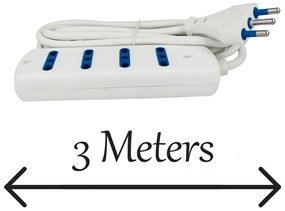 Multipresa Ciabatta Elettrica 4 Posti Cavo Da 3 Metri Colore Bianco
