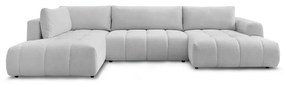 Divano angolare grigio chiaro allungabile e con contenitore (penisola a sinistra/a U) Fuji – Bobochic Paris