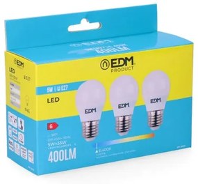 Confezione da 3 lampadine LED EDM G 5 W E27 400 lm Ø 4,5 x 8 cm (6400 K)