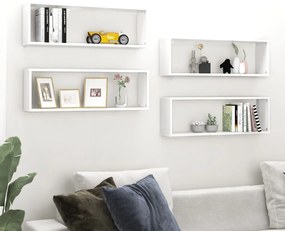 Mensole Parete A Cubo 4pz Bianco 80x15x26,5cm Legno Multistrato /