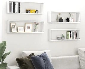 Mensole Parete A Cubo 4pz Bianco 80x15x26,5cm Legno Multistrato /