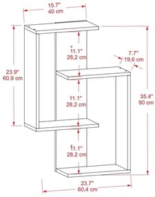 Libreria Sospesa 4 Mensole 60x20x90 Design Moderno Alain Bianca