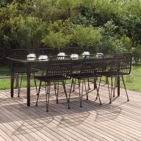 Set da Pranzo da Giardino 7 pz Nero in Polyrattan