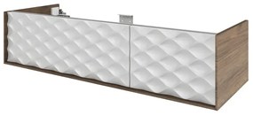 Mobile da bagno sospeso sotto lavabo L 135 x H 32 x P 48 cm bianco e noce laccato lucido, 2 cassetti SENSEA Neo Frame