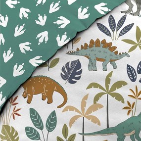 Set copripiumino e federa da bambini bianco/verde in cotone per letto singolo 140x200 cm Dina – douceur d'intérieur