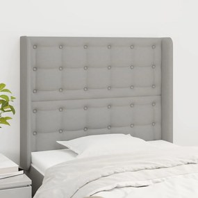 Testiera Ad Orecchio Grigio Chiaro 93x16x118/128 Cm İn Tessuto /