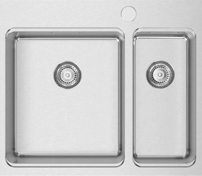 Lavello semincasso 2 vasche in inox argento RODI Una 56 L 59.5 x L 50.5 cm