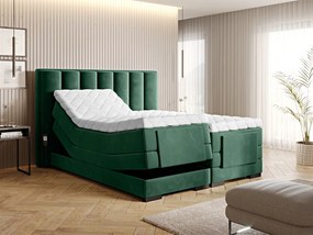 Letto motorizzato matrimoniale boxspring Utrecht - 180 x 200 cm , Tessuto verde