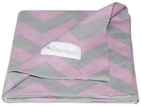 Coperta in cotone rosa-grigio Zigzag, 80 x 100 cm - Kindsgut