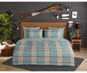 Set lenzuola letto una piazza e mezza in flanella blu 140x220 cm Jacco - Good Morning