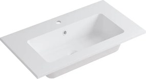 Lavabo a incasso rettangolare L 80.5 x H 14 x P 46 cm in resina bianco opaco