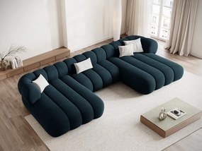 Divano panoramico Koge 6 posti in velluto – L348x165 cm