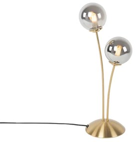 Lampada da tavolo moderna oro 2 luci con vetro fumé - ATHENS
