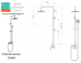 Kamalu - miscelatore doccia fissa in acciaio inox | z3000