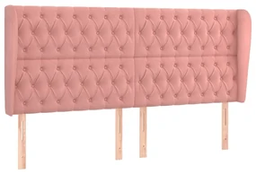 Testiera ad orecchio rosa 203x23x118/128 cm in velluto