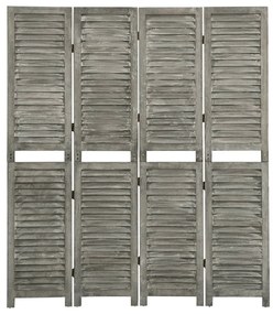 Divisorio a 4 pannelli grigio 143x166 cm in legno massello
