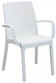 Poltrona Indiana - Sedia per esterni in wicker con struttura plastica stampata, dimensioni cm 57 x 59 x 86 h., Bianco