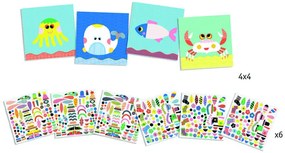 Gioco d'arte con adesivi - animali marini