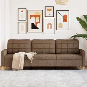 Divano A 3 Posti Marrone 210 Cm İn Tessuto /