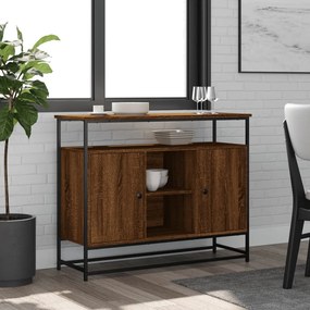 Credenza Rovere Marrone 100x35x80 Cm İn Legno Multistrato /